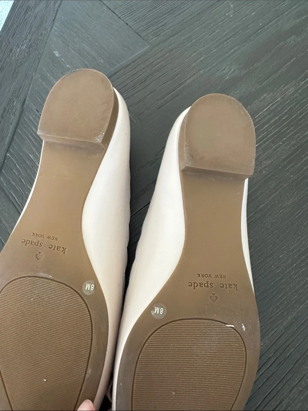 Kate Spade Leather Pointed Toe Bow Flats Ivory Size 8